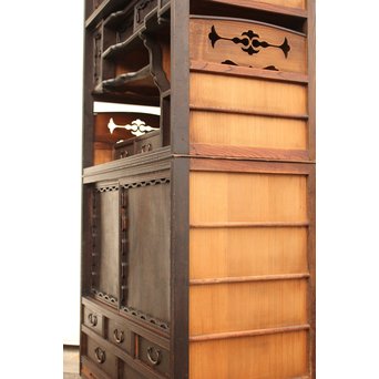 意匠細工茶箪笥/飾棚　I380 