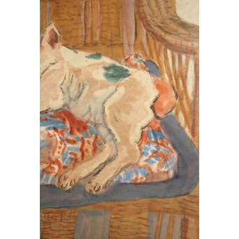 小山周次 水彩[眠る猫]　S2898　 