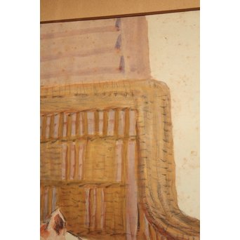 小山周次 水彩[眠る猫]　S2898　 