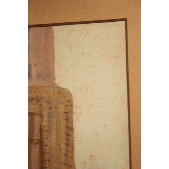 小山周次 水彩[眠る猫]　S2898　 