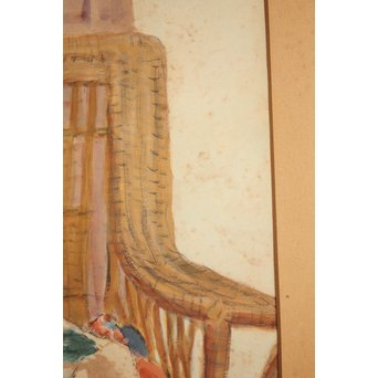 小山周次 水彩[眠る猫]　S2898　 