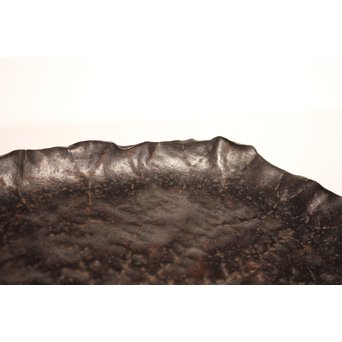 山田宗美弟子 黒瀬宗世 鉄打出蓮葉煎茶盆　K428 