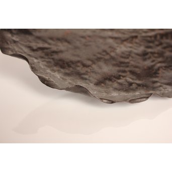 山田宗美弟子 黒瀬宗世 鉄打出蓮葉煎茶盆　K428 