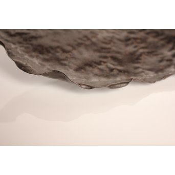 山田宗美弟子 黒瀬宗世 鉄打出蓮葉煎茶盆　K428 