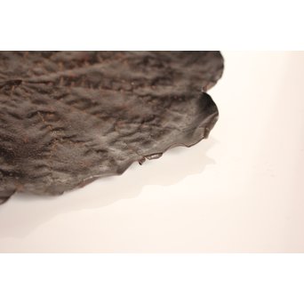 山田宗美弟子 黒瀬宗世 鉄打出蓮葉煎茶盆　K428 