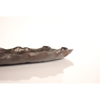 山田宗美弟子 黒瀬宗世 鉄打出蓮葉煎茶盆　K428 