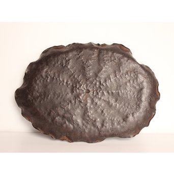 山田宗美弟子 黒瀬宗世 鉄打出蓮葉煎茶盆　K428 