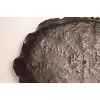 山田宗美弟子 黒瀬宗世 鉄打出蓮葉煎茶盆　K428 