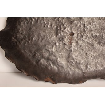 山田宗美弟子 黒瀬宗世 鉄打出蓮葉煎茶盆　K428 