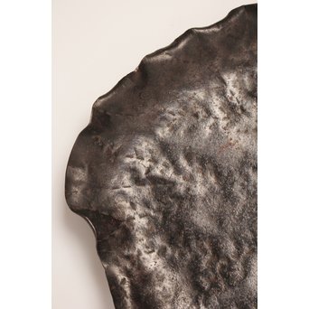 山田宗美弟子 黒瀬宗世 鉄打出蓮葉煎茶盆　K428 