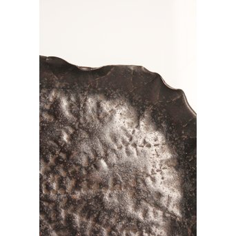 山田宗美弟子 黒瀬宗世 鉄打出蓮葉煎茶盆　K428 