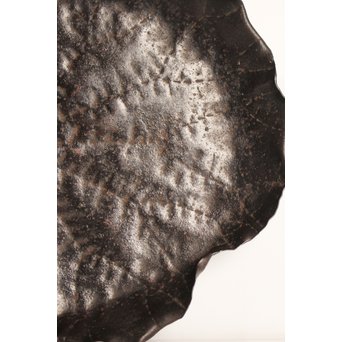 山田宗美弟子 黒瀬宗世 鉄打出蓮葉煎茶盆　K428 