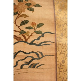 明治刺繍掛物/掛軸　K434 