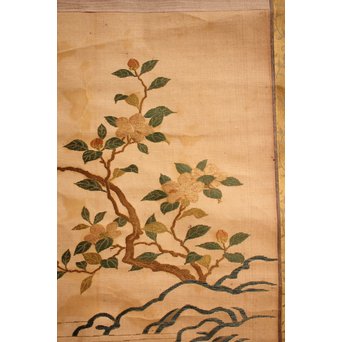 明治刺繍掛物/掛軸　K434 