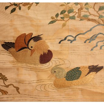 明治刺繍掛物/掛軸　K434 