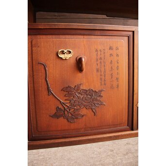 唐木造 南画木象嵌飾棚　G267 