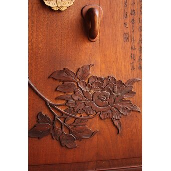 唐木造 南画木象嵌飾棚　G267 