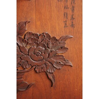 唐木造 南画木象嵌飾棚　G267 