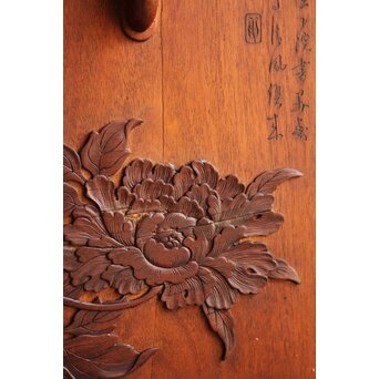 唐木造 南画木象嵌飾棚　G267 