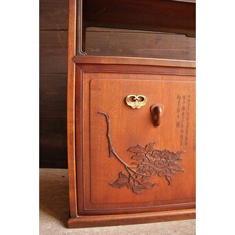 唐木造 南画木象嵌飾棚　G267 