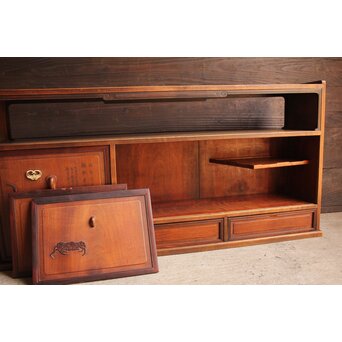 唐木造 南画木象嵌飾棚　G267 