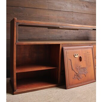 唐木造 南画木象嵌飾棚　G267 