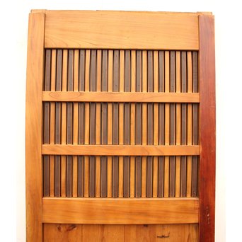 鉄板腰板の総欅格子蔵戸　W528 