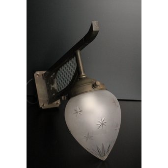 稀少切子シェード市松硝子ブラケット照明　A1680 