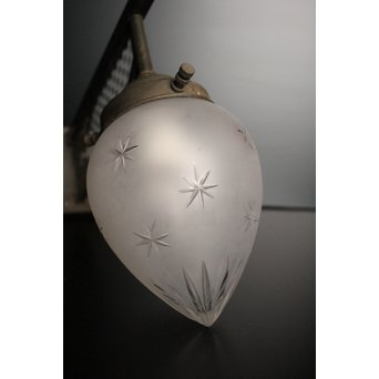 稀少切子シェード市松硝子ブラケット照明　A1680 