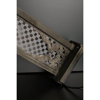 稀少切子シェード市松硝子ブラケット照明　A1680 