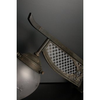 稀少切子シェード市松硝子ブラケット照明　A1680 