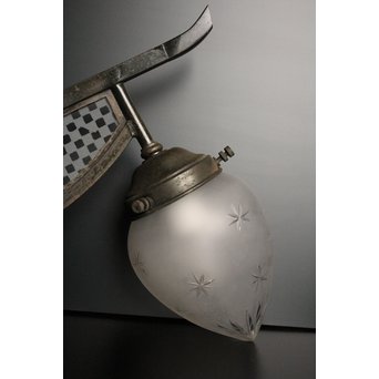 稀少切子シェード市松硝子ブラケット照明　A1680 