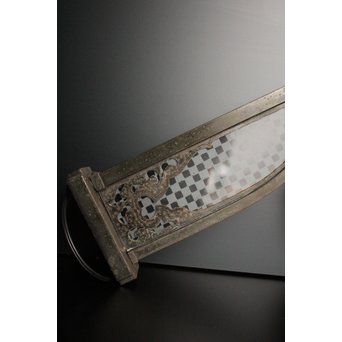 稀少切子シェード市松硝子ブラケット照明　A1680 