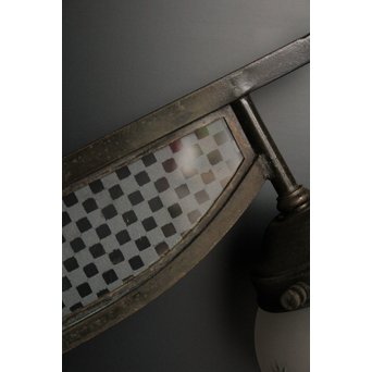 稀少切子シェード市松硝子ブラケット照明　A1680 