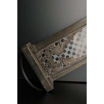 稀少切子シェード市松硝子ブラケット照明　A1680 