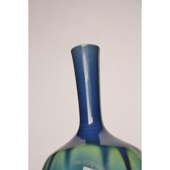 人間国宝 三代徳田八十吉作 金文字銘 耀彩花生　S2908 