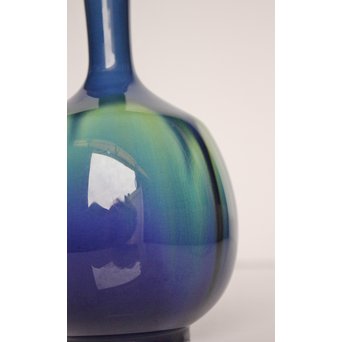 人間国宝 三代徳田八十吉作 金文字銘 耀彩花生　S2908 