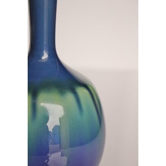 人間国宝 三代徳田八十吉作 金文字銘 耀彩花生　S2908 