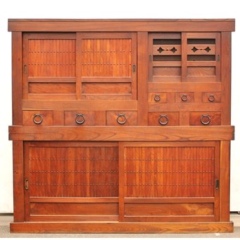 稀少 前面総欅一間水屋箪笥　I386