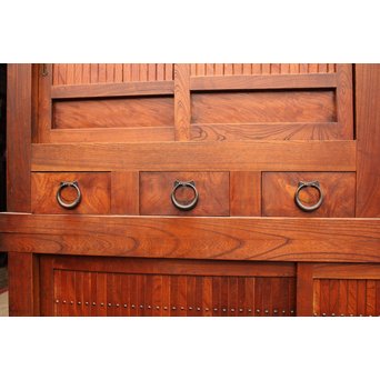 稀少 前面総欅一間水屋箪笥　I386 