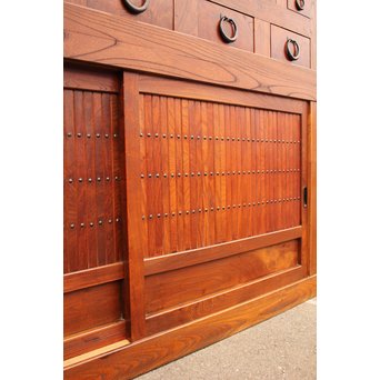 稀少 前面総欅一間水屋箪笥　I386 