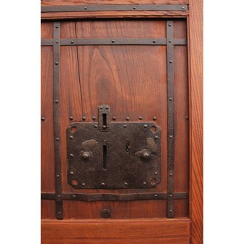 総欅鉄金具装飾の格子蔵戸　W532 