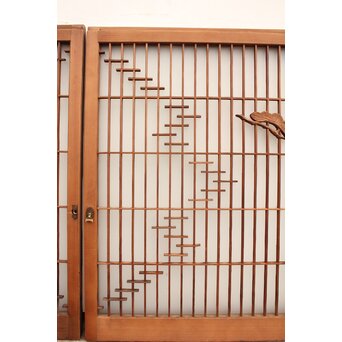 松竹梅の幾何学組子ガラス書院 2枚1組　R2042 