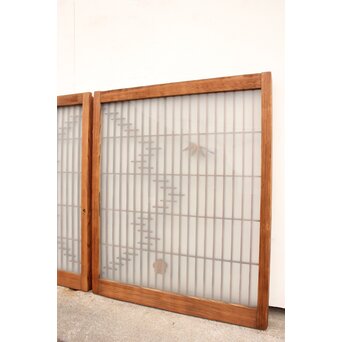 松竹梅の幾何学組子ガラス書院 2枚1組　R2042 