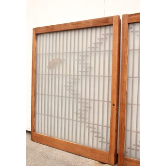 松竹梅の幾何学組子ガラス書院 2枚1組　R2042 