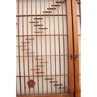 松竹梅の幾何学組子ガラス書院 2枚1組　R2042 