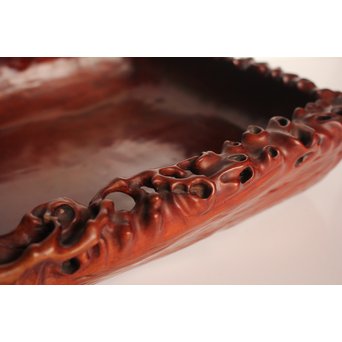 唐木自然木風刳物 随形煎茶盆/香盆　K452 