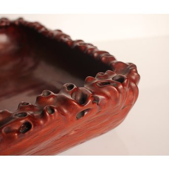 唐木自然木風刳物 随形煎茶盆/香盆　K452 