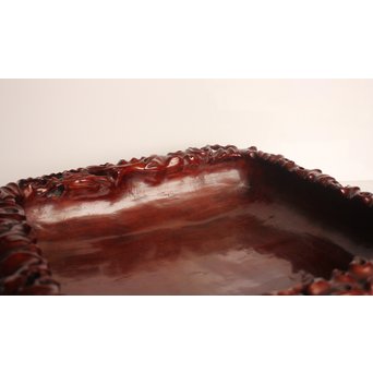 唐木自然木風刳物 随形煎茶盆/香盆　K452 