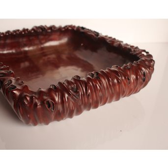 唐木自然木風刳物 随形煎茶盆/香盆　K452 